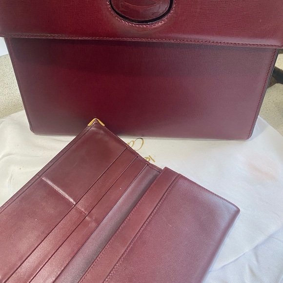 Cartier Must line Bordeaux leather burgundy W  authenticity card and wallet - Picture 4 of 15
